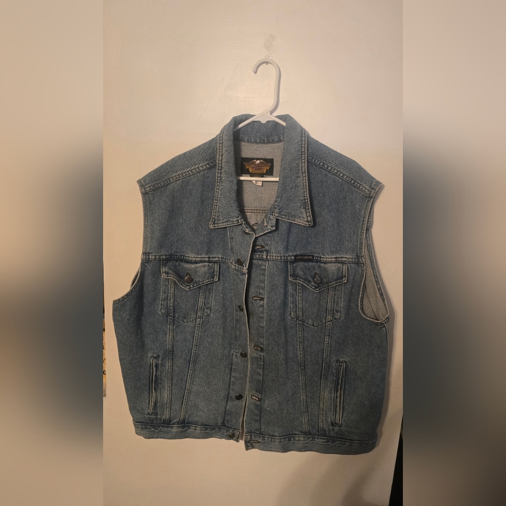 Harley-Davidson Blue Denim Vest Classic Sleeveless Design